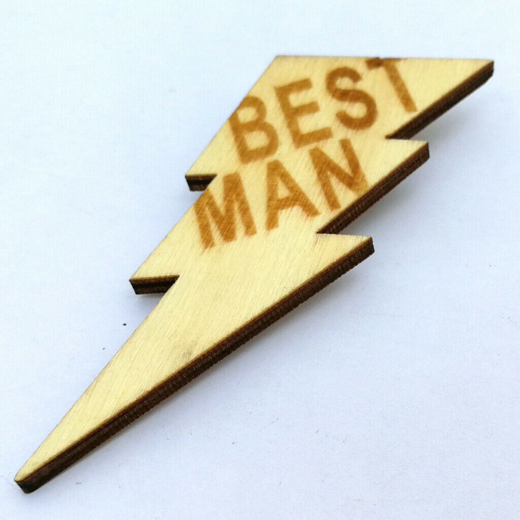 Best Man Wooden   Style Men's Brooch Groom Badge for Rustic Wedding