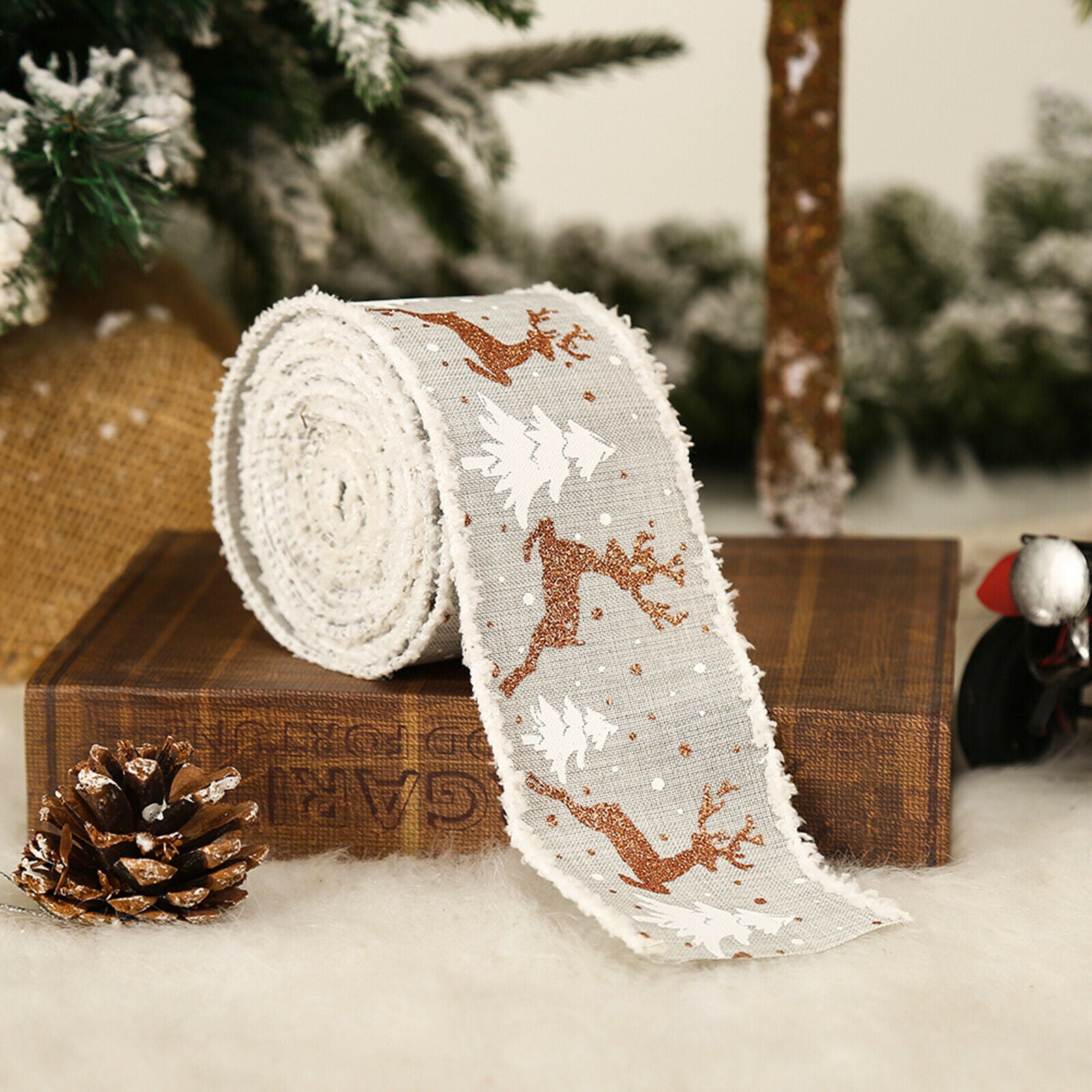 3x Christmas Ribbon Gift Wrapping Ribbon Craft for Christmas Decor Supplies