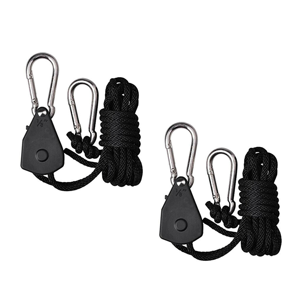 Black 150lbs Ratchet Rope Grow Light Rope Hanger for Hydroponic/Grow Tent