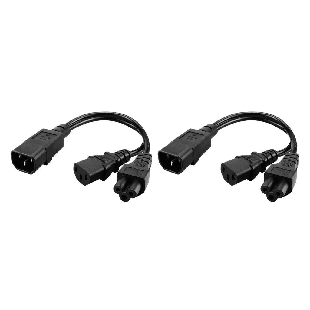 2pcs IEC C14 to C13+C5 Male to Female Splitter Extension Cable Adapter Lead