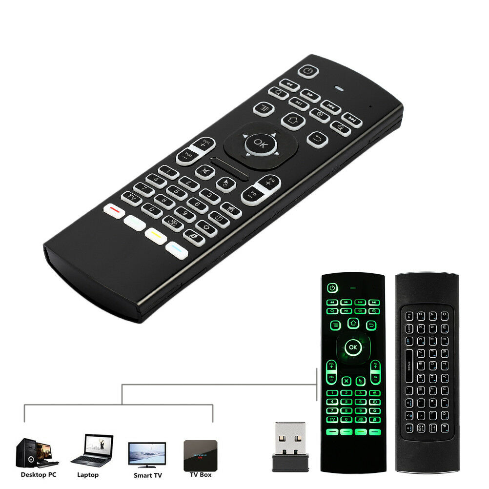 Backlit MX3 2.4G Air Mouse Wireless Qwerty Keyboard IR Remote T3 Smart Contr SJ