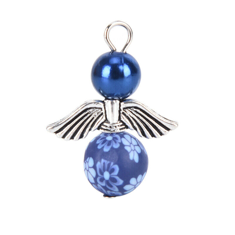 10Pcs Mixed Polymer Clay Dancing Angel Wings Charms Pendant DIY Jewelry Findi SJ