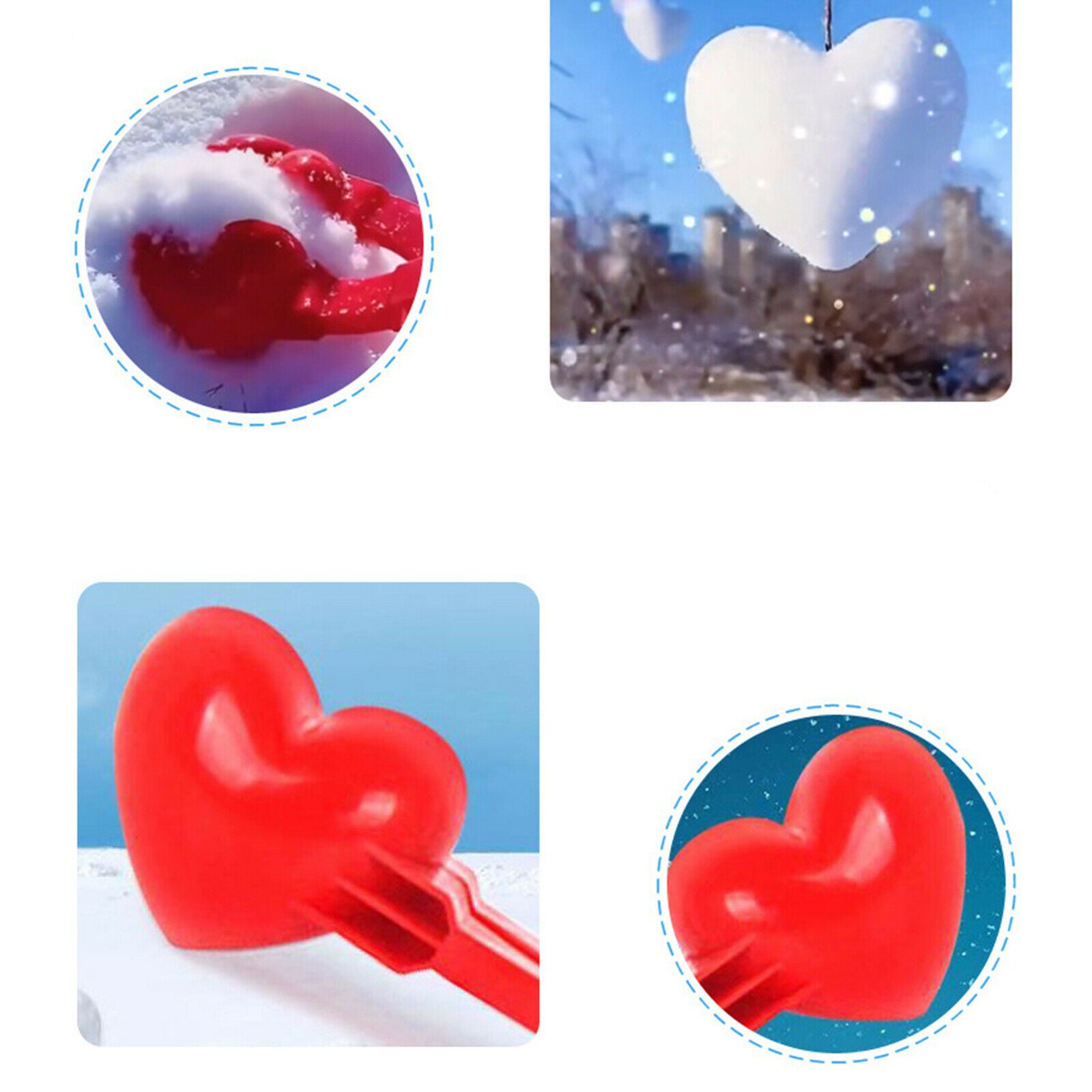 Heart Shaped Snowbal Maker Clips Clamps Kids Child Beach Snow Sand Mold