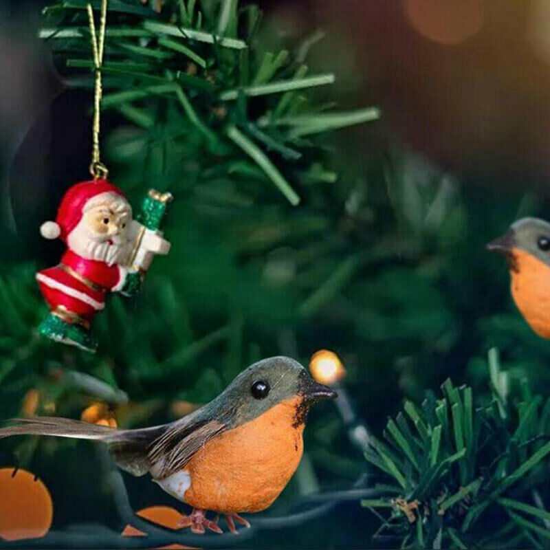 1Pcs Robin Bird Christmas Mini Artificial Bird Christmas Tree Decoratio.l8
