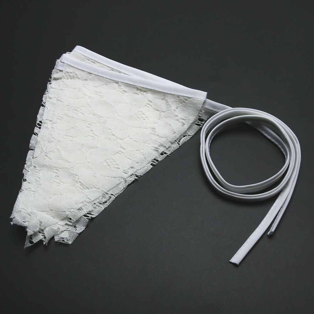 12 Flags 3.2m White Lace Flower Party Wedding Pennant Bunting Banner Decor @