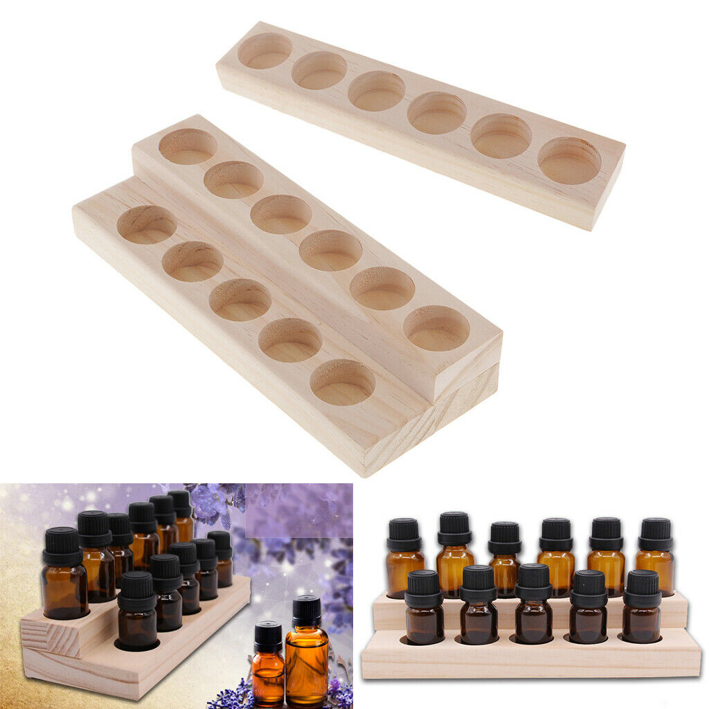 2Set Wooden Essential Oil Display Stand Rack Organizer Shelf Total 17 Bottle