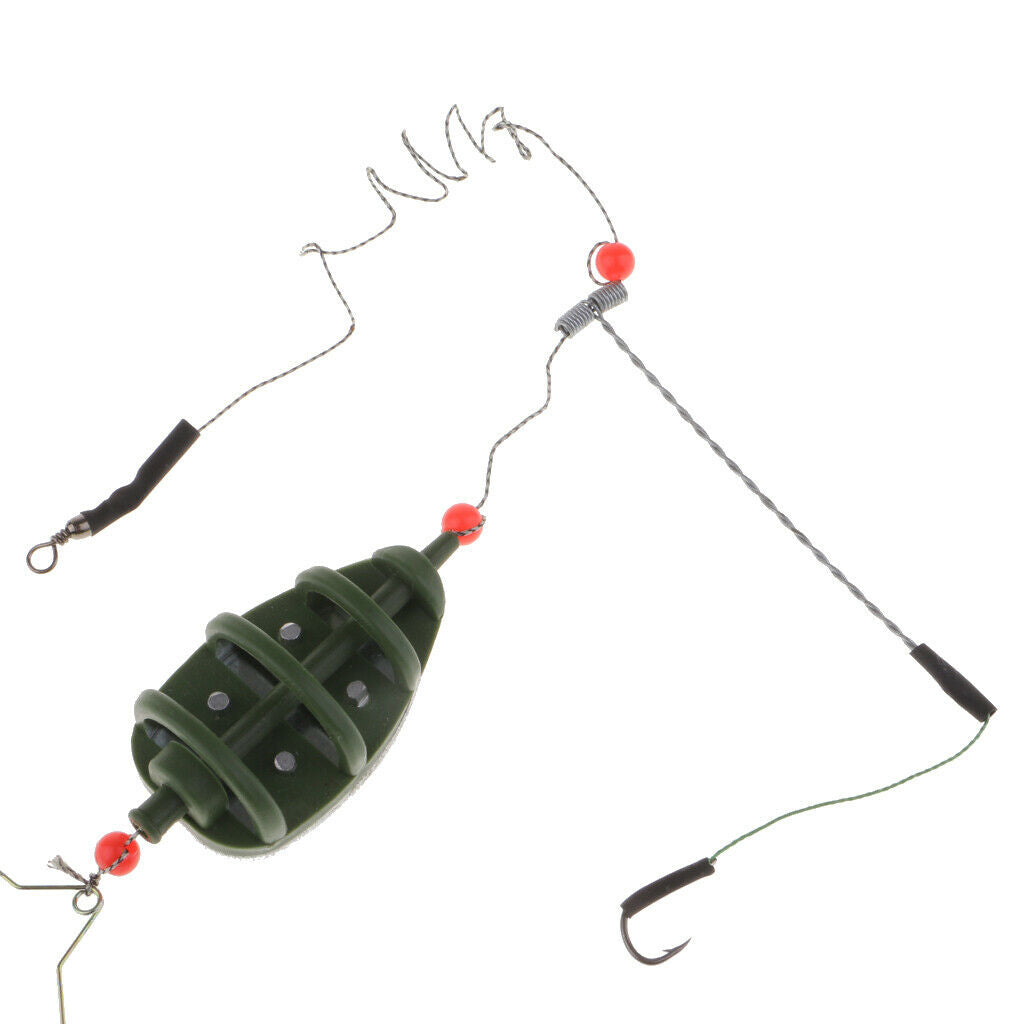 Fishing Feeder Basket Holder Fishing Bait Cage with Line Hooks 80g