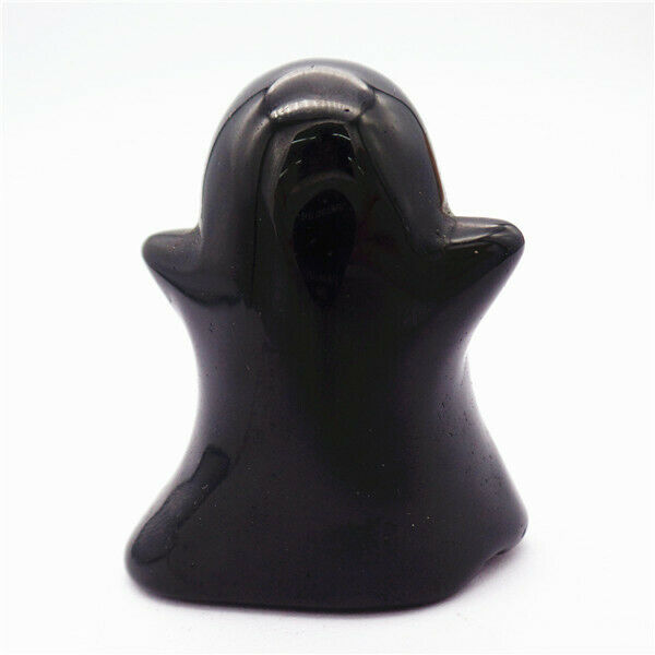 45x37x20mm Black Obsidian Carved Ghost Decoration Statue Stone Home Decor HH7934