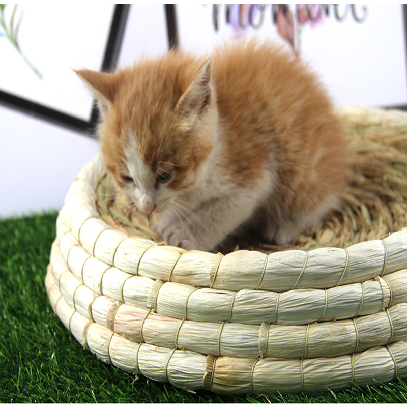 Pet Cat Nest Dry Grass Corn Husk Pole Fragrance Bird Dove Rabbit Hamster Mat