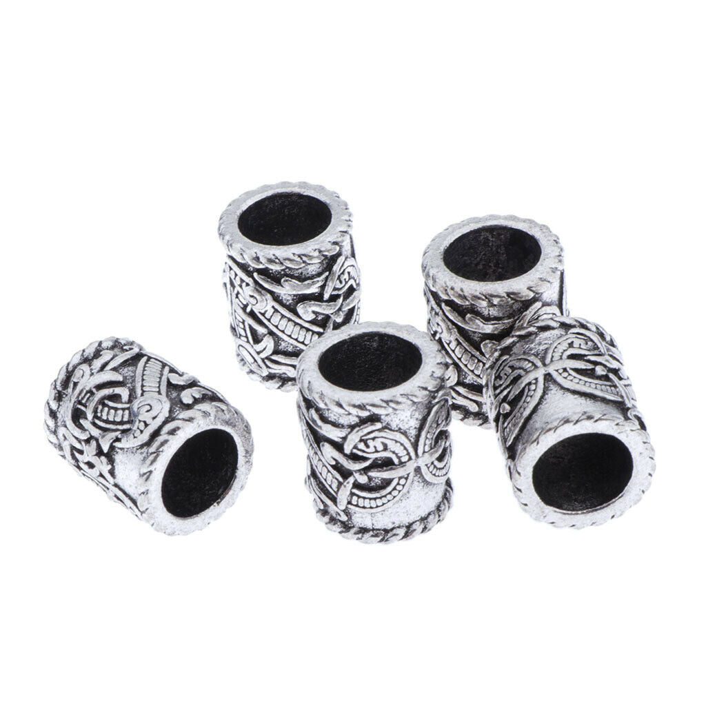 Prettyia 5x Large Norse Viking Dragons Rune Beads for Hair Beard DIY Jewelry