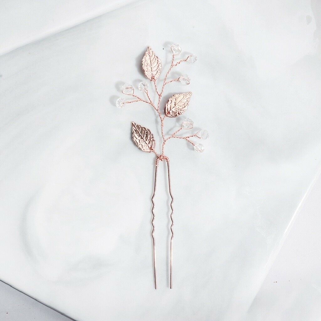 Crystal Leaf Hair Pin Tiara Bridal Princess Wedding Hair Clip Hair Accessory