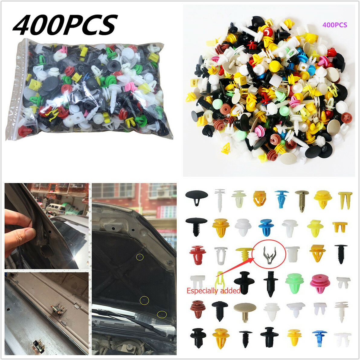 Universal 400Pcs Mixed Car Fastener Auto Door Bumper Fender Retainer Rivet Clips