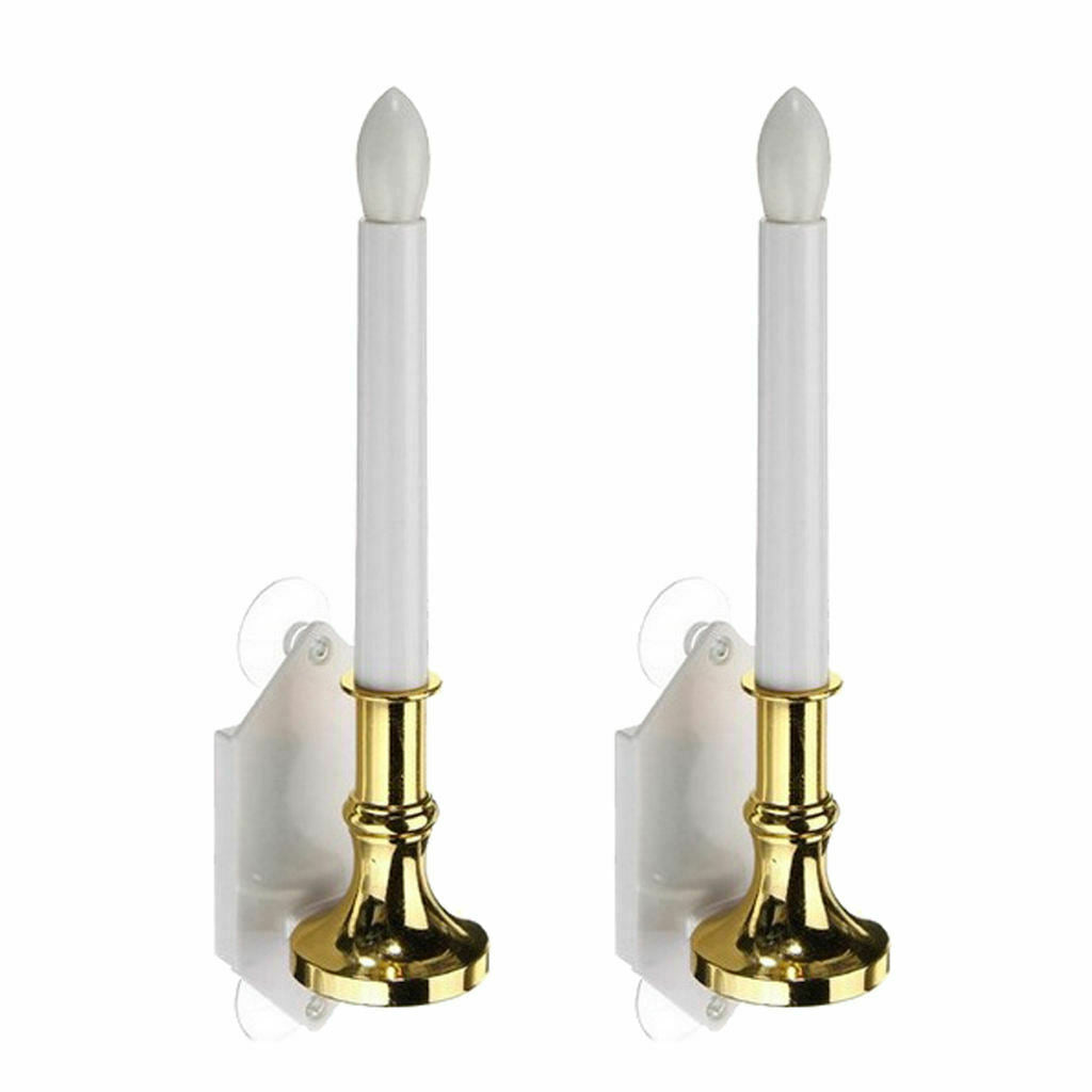 2x 2Pcs LED Solar Window Candle Wall Light Indoor Romantic Decor Ornaments