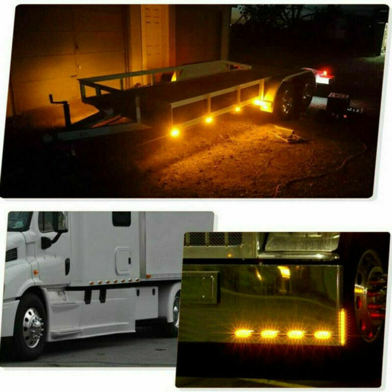 12 PCS Amber Side Marker Light Clearance 12-LED Truck Trailer For Peterbilt 12V