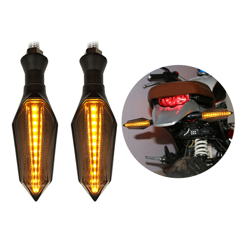 2x Motorcycle Flowing LED Turn Signal Indicator Blinker Light 12V Amber