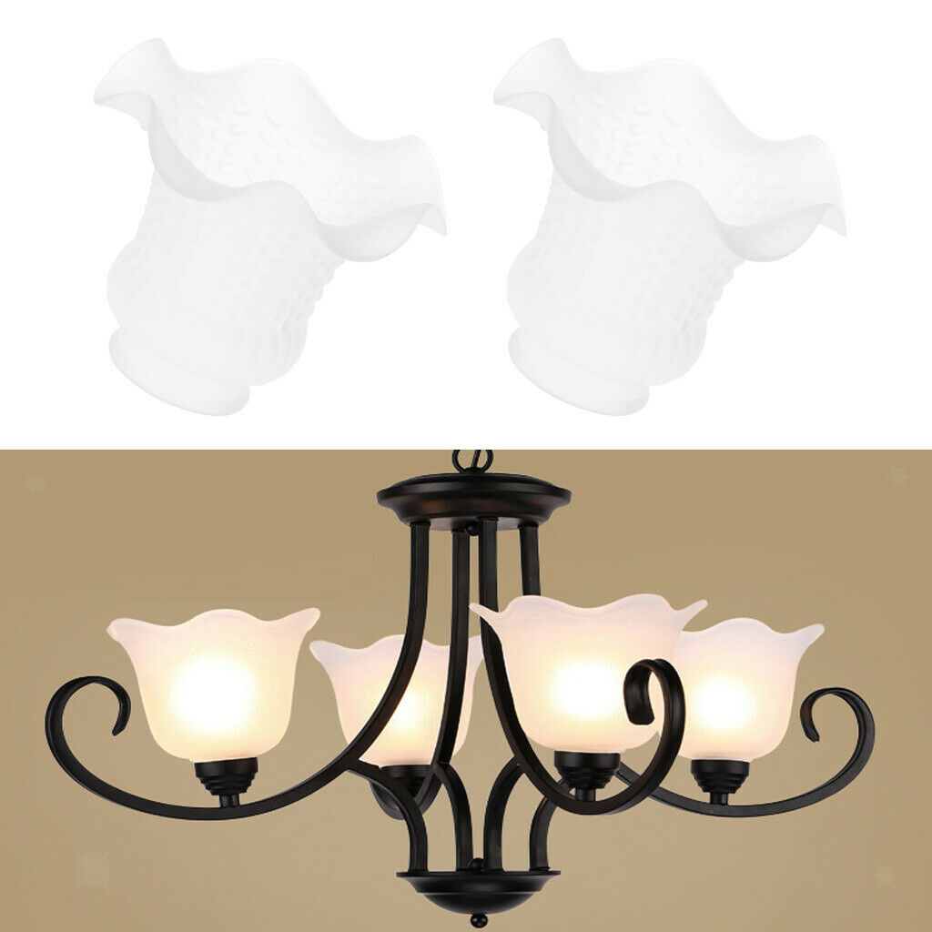2pcs Glass Bell Shape Chandelier Shades, Eurus Home Pendant Lamp Shades for