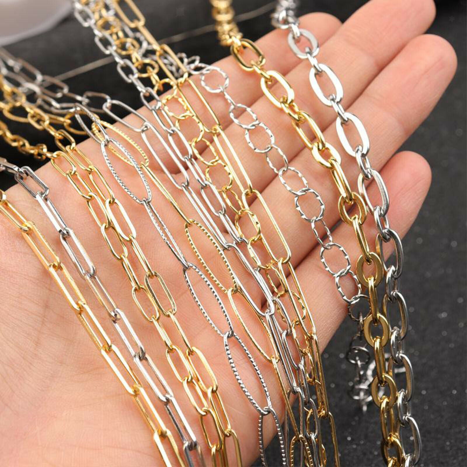 2 Roll Stainless Steel Cable Chain Link in Bulk for Necklace Jewelry Makings