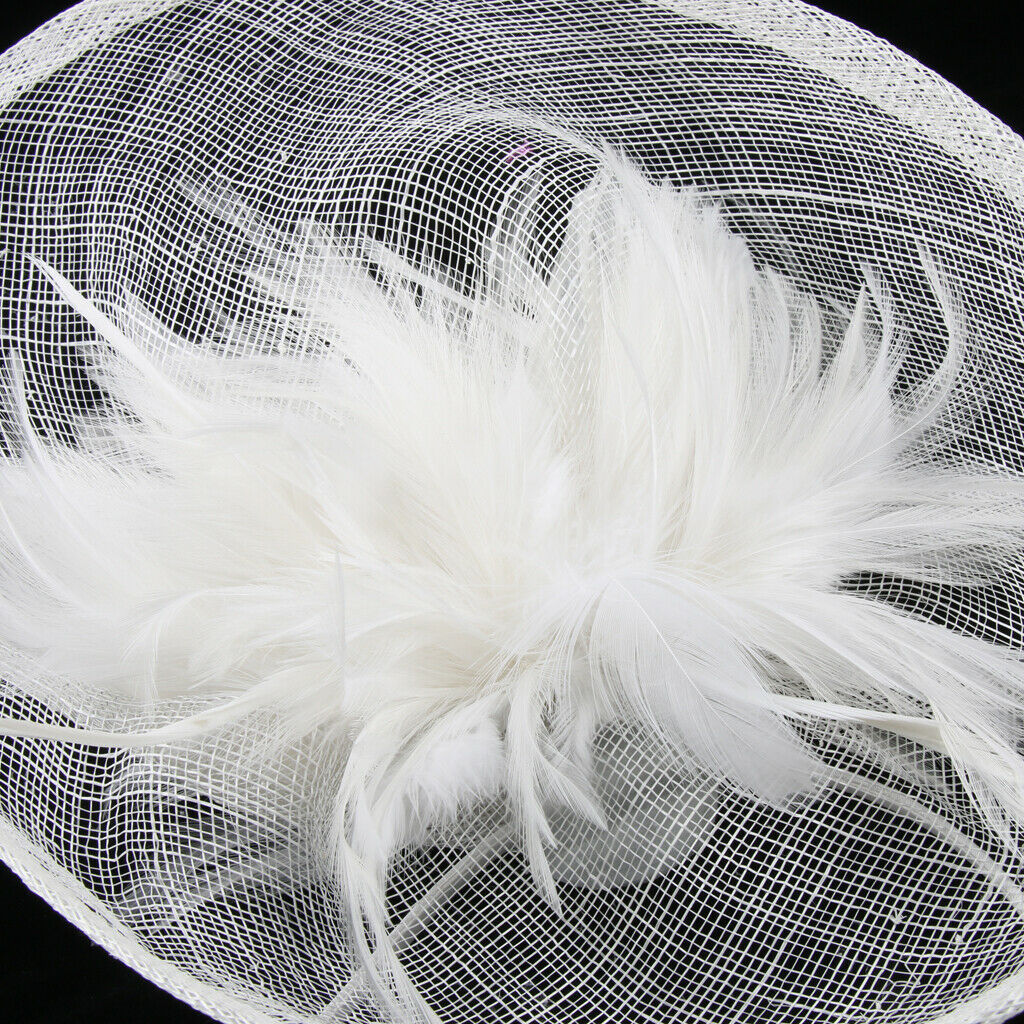 Womens Bridal Feather Fascinator Cocktail Party Hats Headpieces Headbands White