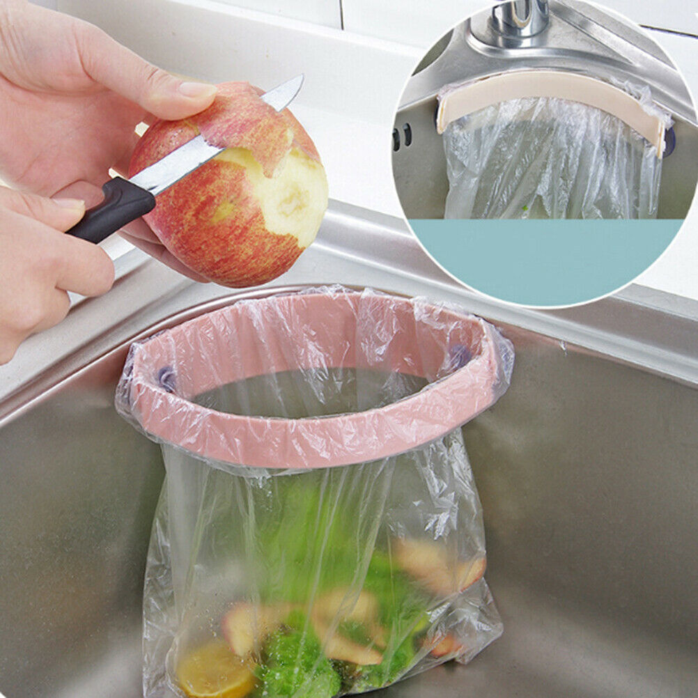 Kitchen organize storage rack dish drainer garbage bag trash bags holder .l8