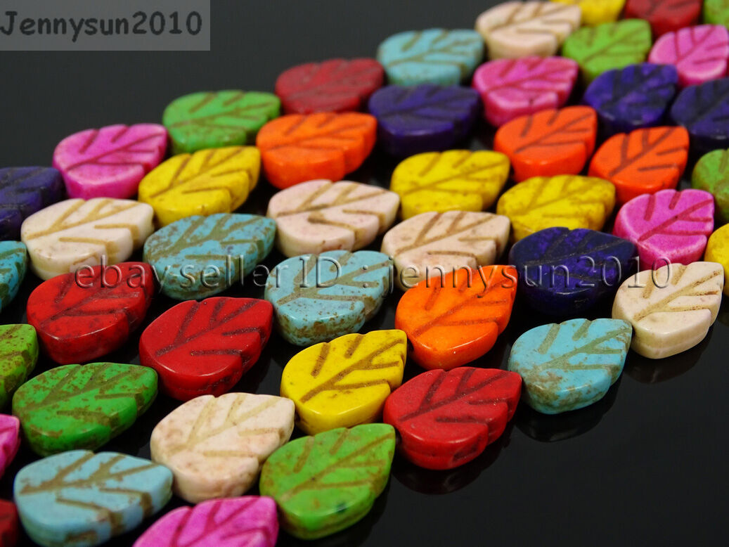 Mix Color Howlite Turquoise 9mm x 13mm Lovely Leaf Spacer Beads 15.5'' Strand