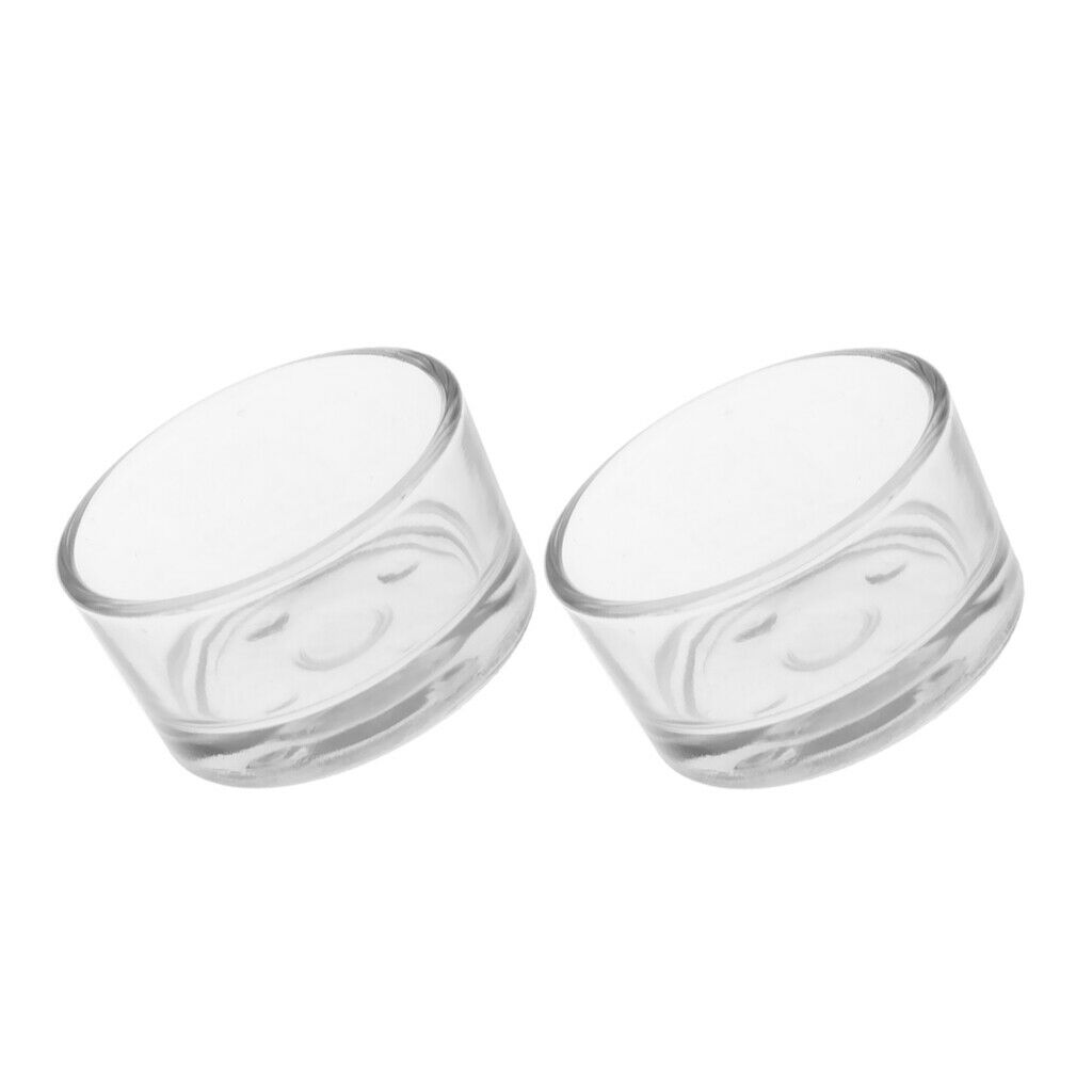 2 Count Transparent Glass Reptile  Water Food Bowl Feeder Bowl Basin