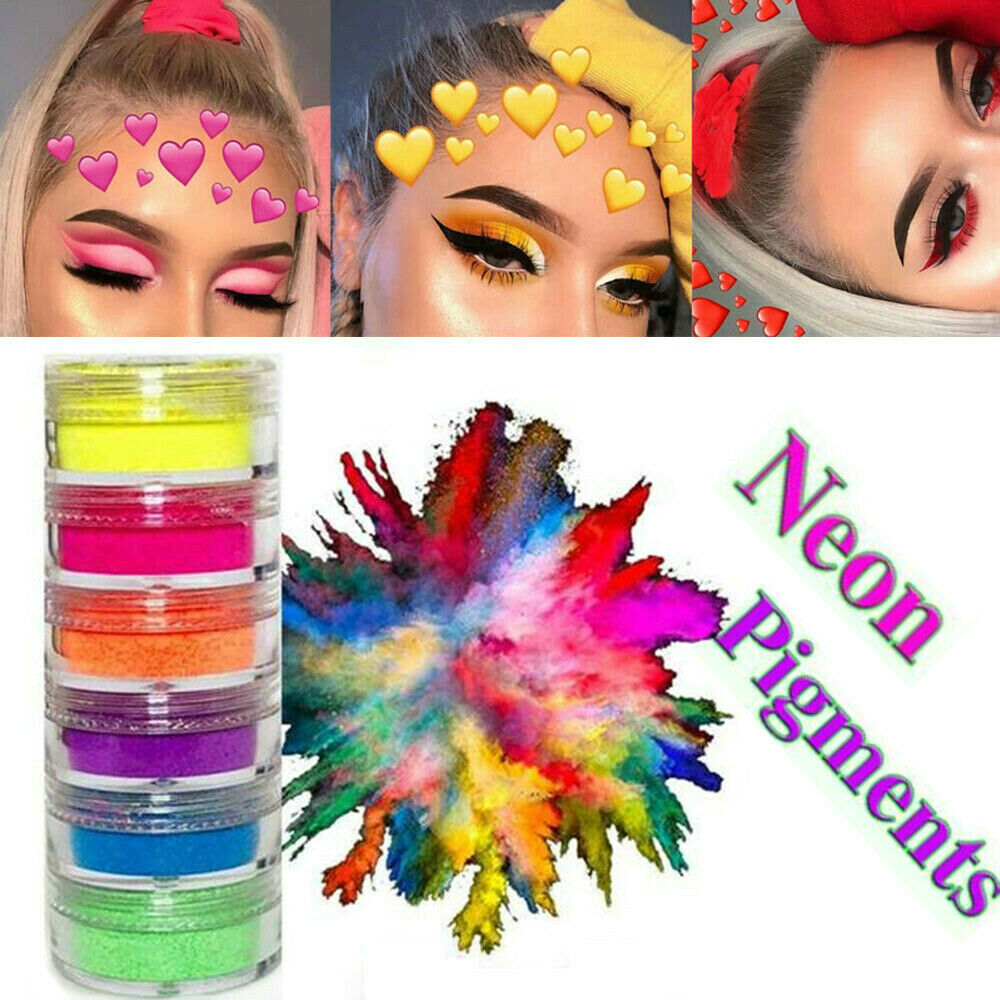 6 Colors DIY Shimmer Eyeshadow Pigment Matte Neon Powder Nail Powder Multi-use !