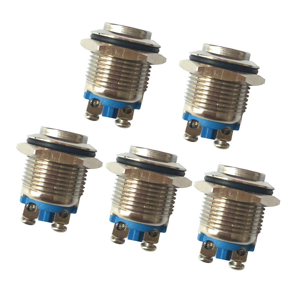 5Pc Waterproof High Round Metal Momentary Push Button Switch Copper Contact