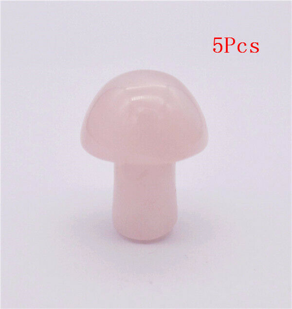 5Pcs 21x15mm Natural Rose Quartz Carved Mushroom Massager Reiki Healing HH7718