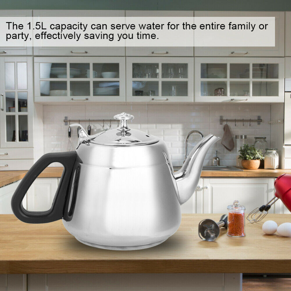 Stainless Steel 1L Water Kettle with Lid & Handle Teapot Stovetop Cooking