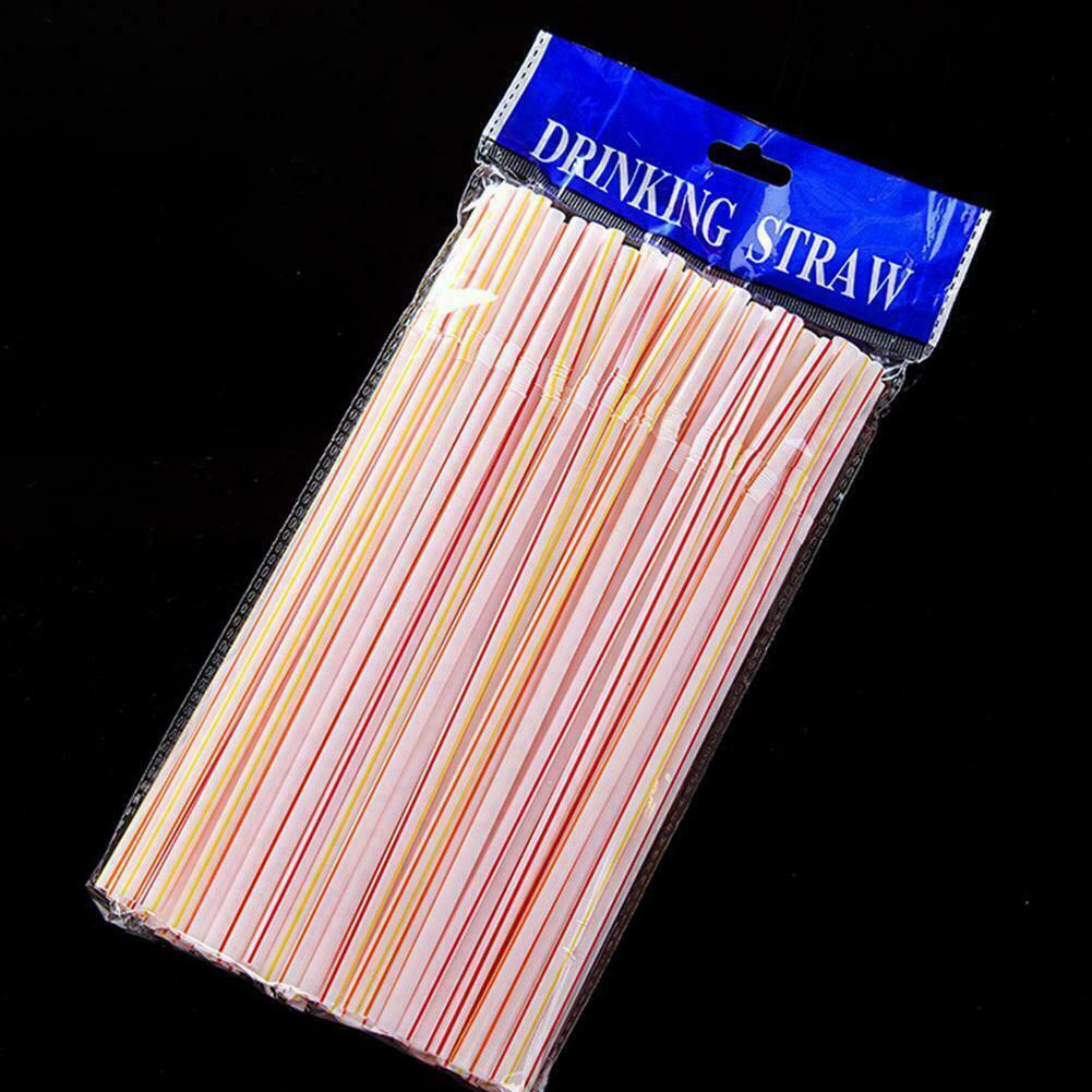 100PCS 21cm Long Plastic DIY Disposable Wedding Drinking Party Straws