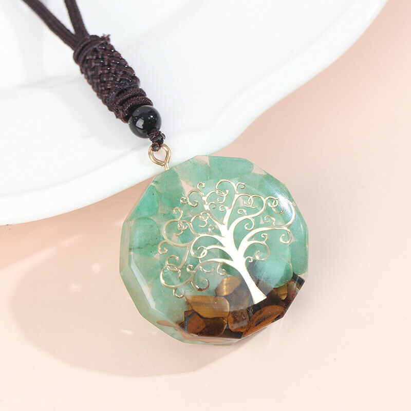 Orgonite Tiger'S Eye Stone Dongling Jade Pendant Energy Necklace JewelryB.bu NC