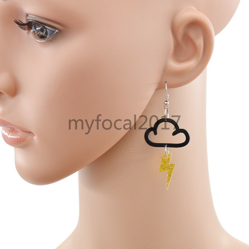 Lightning Cloud Pendant Earrings Fashion Acrylic Ear Studs Hook Decor Jewellery