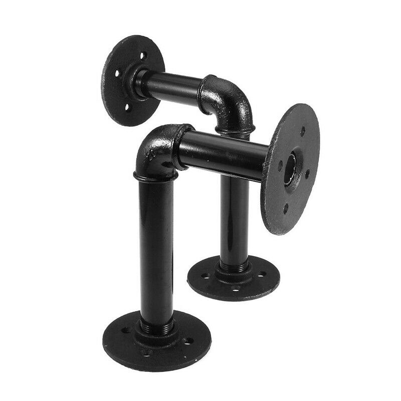 2x Retro Heavy Duty Water Pipe Wall Rack Shelf Table Bracket Plate Support Stand