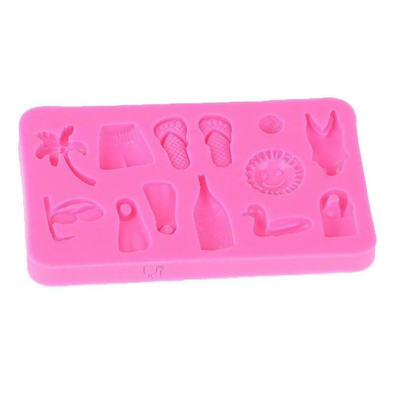 Beach Series Square Fondant Silicone Material Mold Slippers Swimsuit Cake Decors