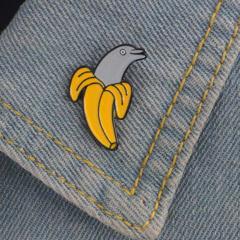 Cute Enamel Banana Dolphin Brooch Pin Shirt Collar Pin Breastpin Jewelry G.l8