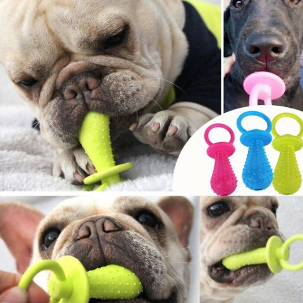 1pc pet chew bell rubber pacifier dog toys bite resistant clean teeth rand.l8