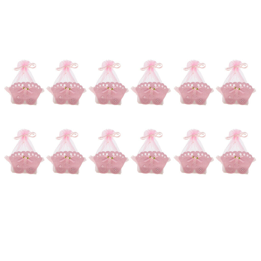 24pcs Girl Boy Baby Shower Candy Box Bags Favors Baby Footprint Gift Bags