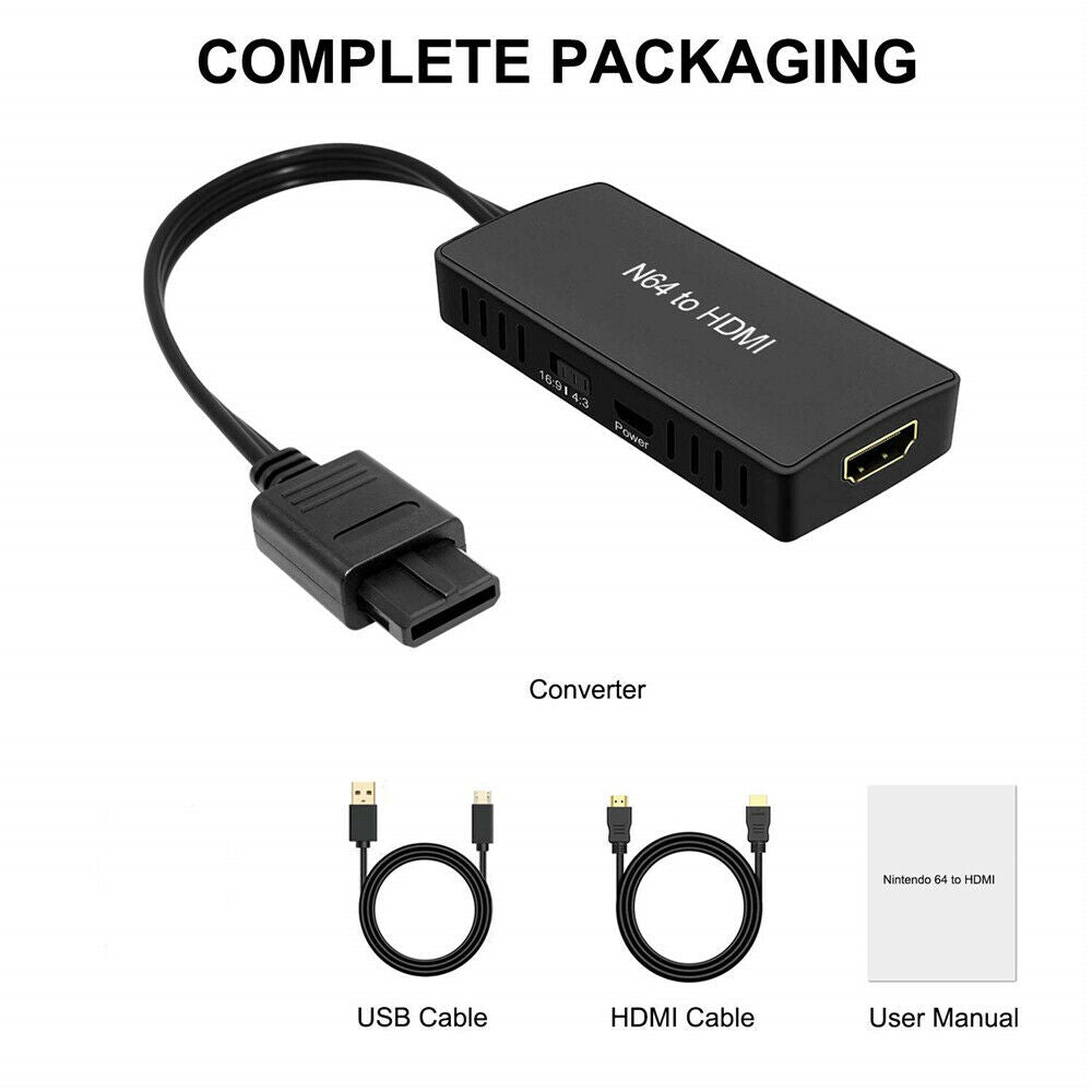 N64 to HDMI Compatible Converter USB Adapter Cable Video HD 1080P For TV Audio