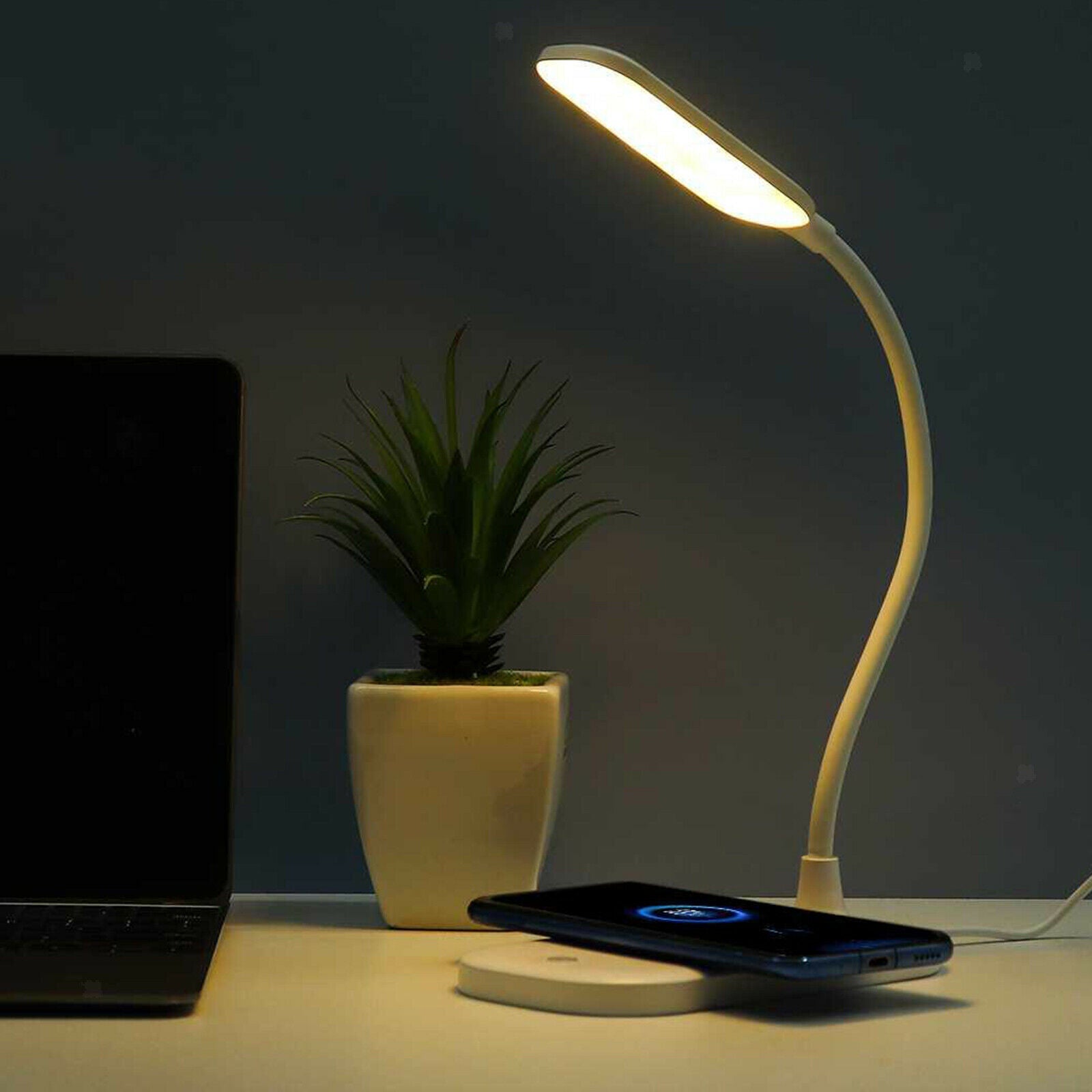 Household Dimmable LED Desk Lamp Bed Light 10W Wireless Charger Charging Pad