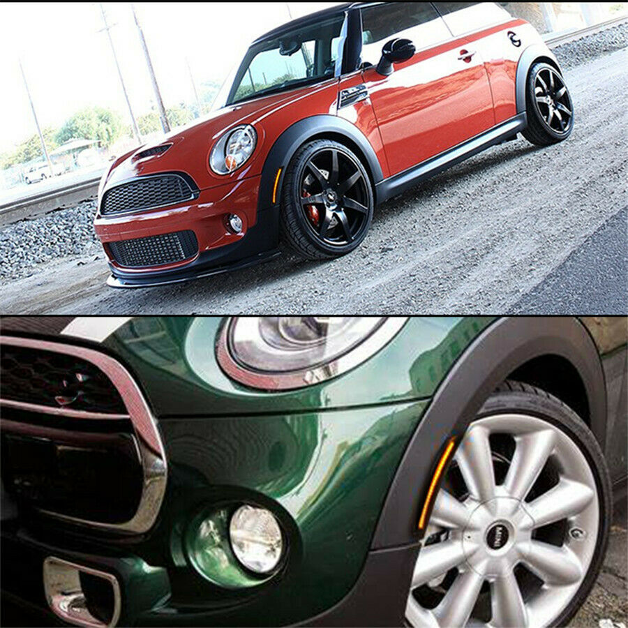 2x Front Fender Yellow Side Marker Light For MINI Cooper R55 R56 R57 R58 R60 R61
