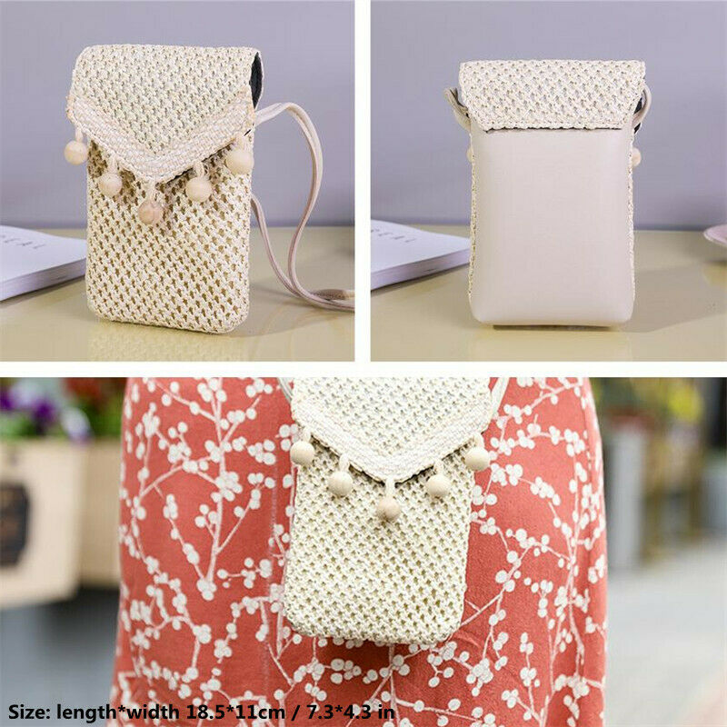 Woven Tassel Small Crossbody Shoulder Bag Cellphone Purse Mini Messenger
