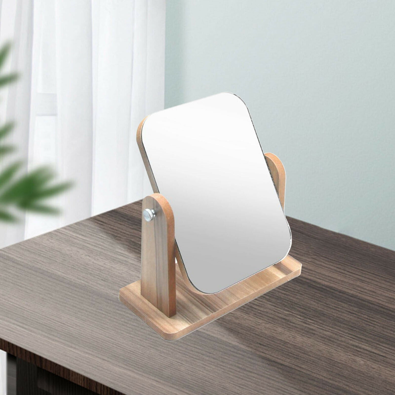 Desktop High Definition Makeup Mirror with Wood Frame Free-Standing Medium