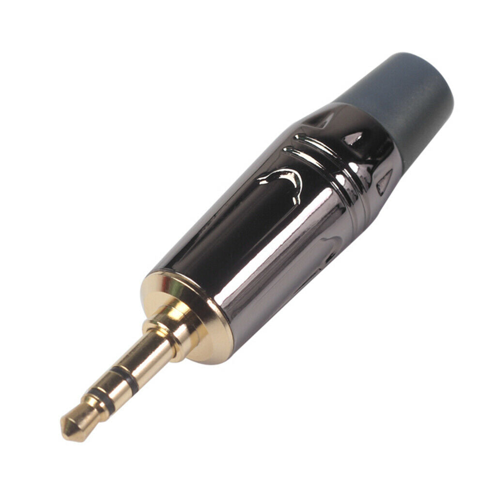 2pcs 3.5mm Stereo Male Solder Plug DIY Earphone Adapter w/ Tail Plug Black