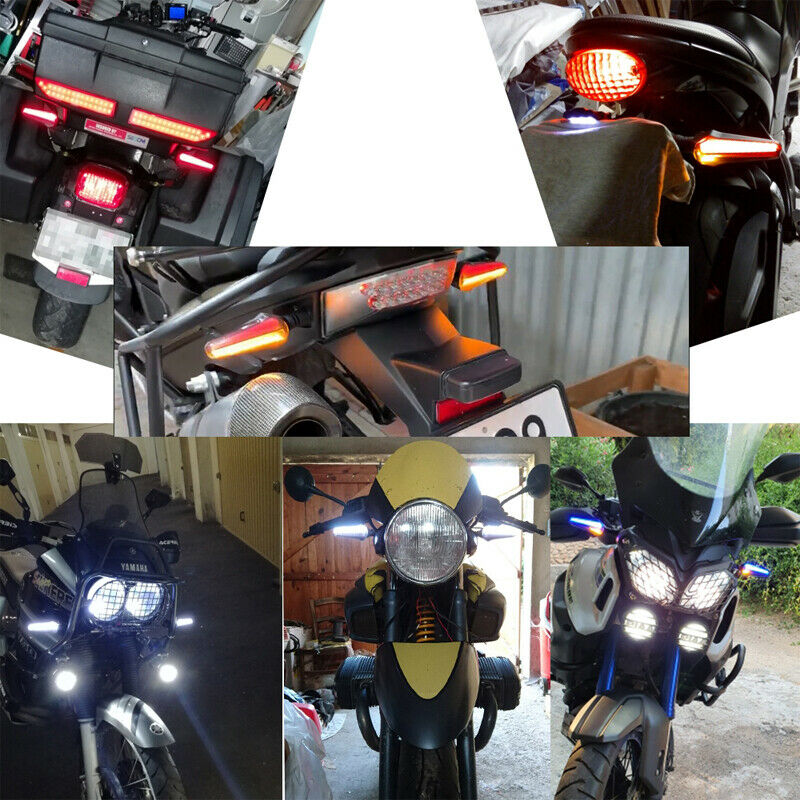 12V 2PCS Motorcycle Bike Turn Signal Flowing Water Tail Light 24 LED Patch Wicks