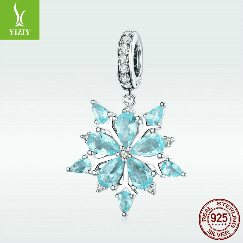 Winter New Snowflake 925 Sterling Silve Charm Pendant Bead Fit Chain Bracelet