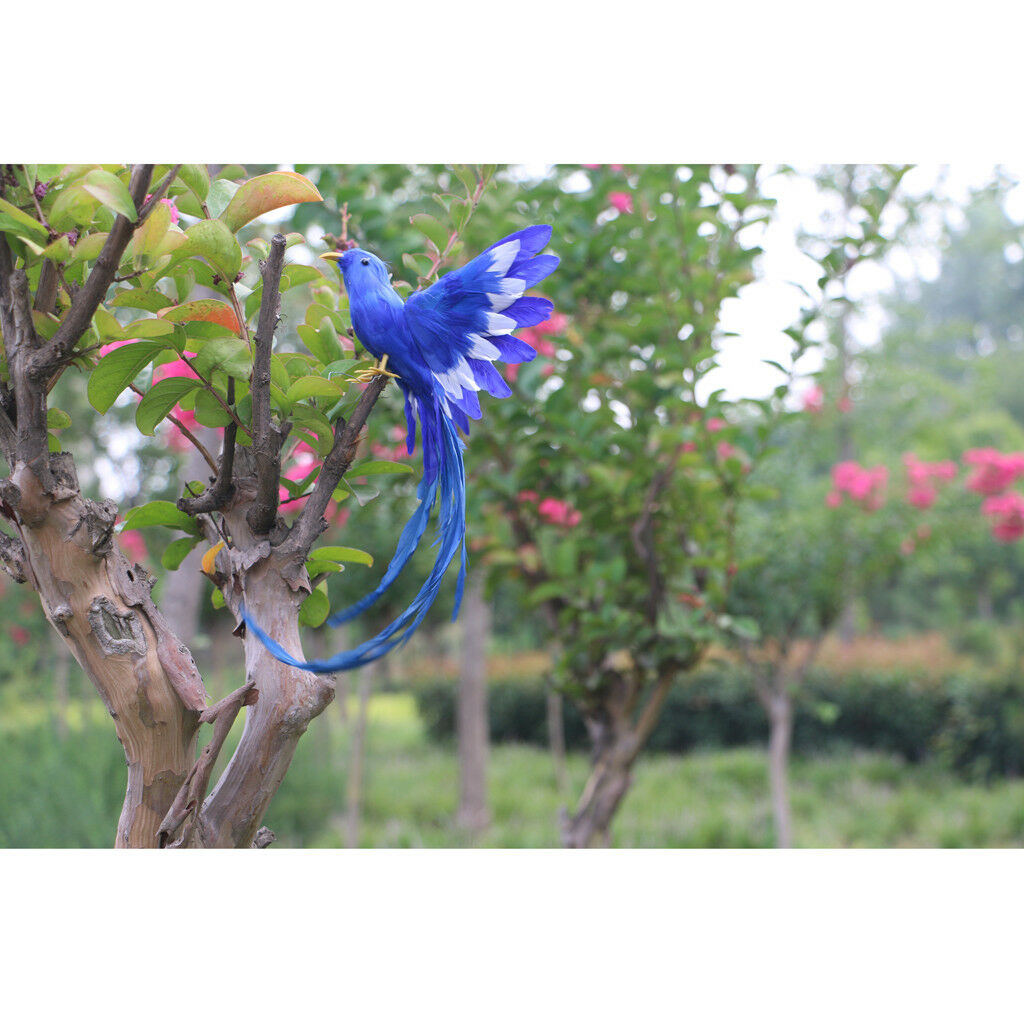 2pcs Artificial Bird w/ Long Tail Realistic Taxidermy Home Garden Decor 28cm