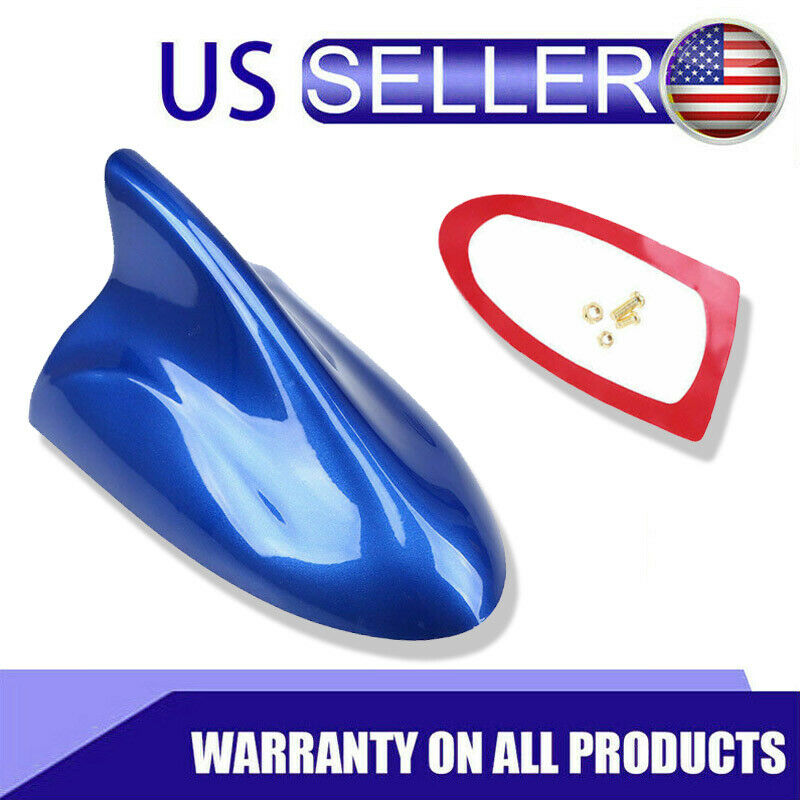 Universal Blue Shark Fin Antenna Roof Radio FM/AM Signal Decor Cover Aerial