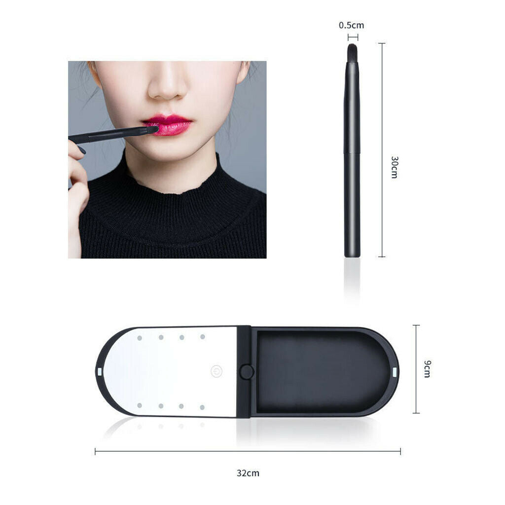 Makeup Mirror Box with 6 Makeup Brushes and Storage Box Touch Switch Light