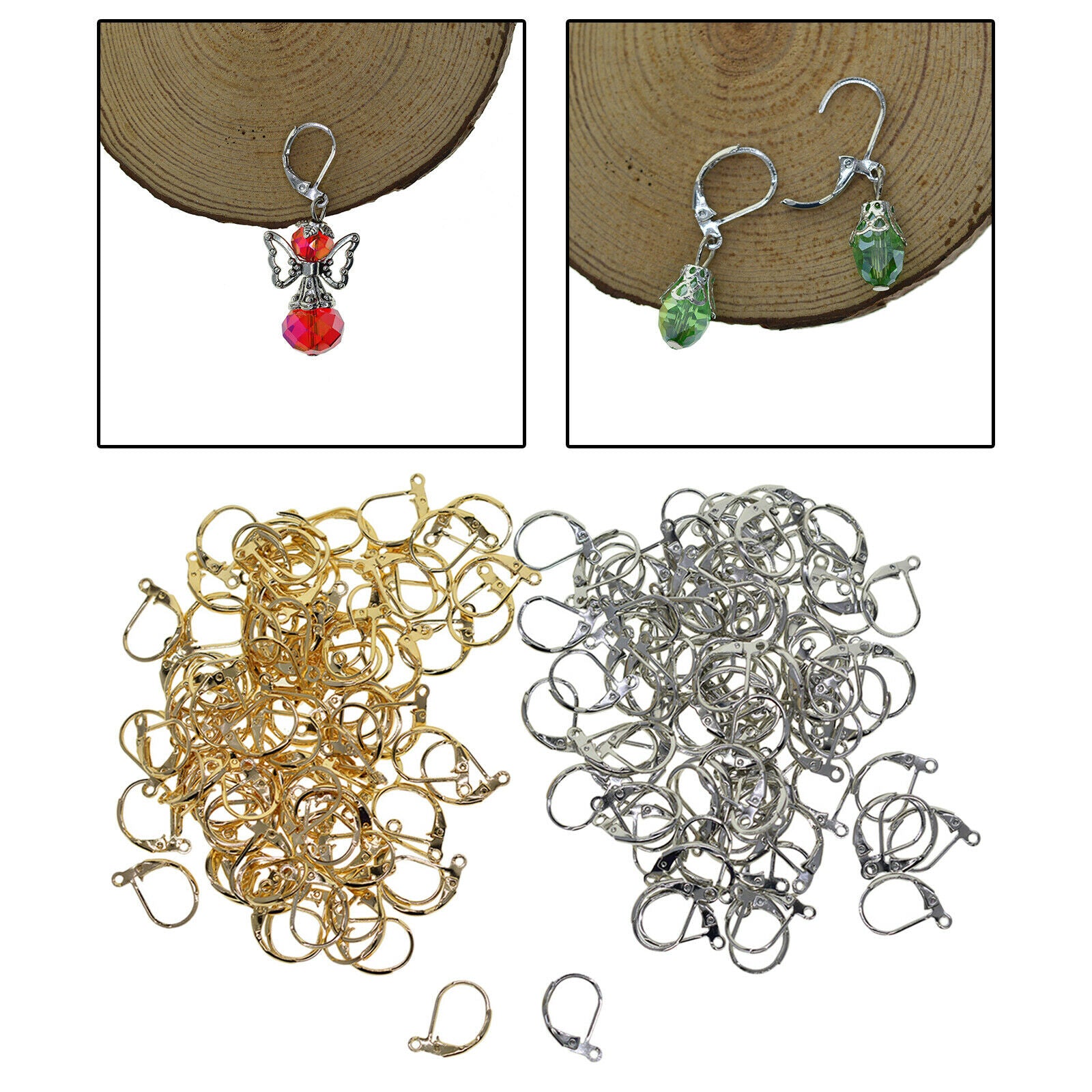 200Pcs Lever Back Earring Hooks French Round Earwires Back Clip DIY Jewelry
