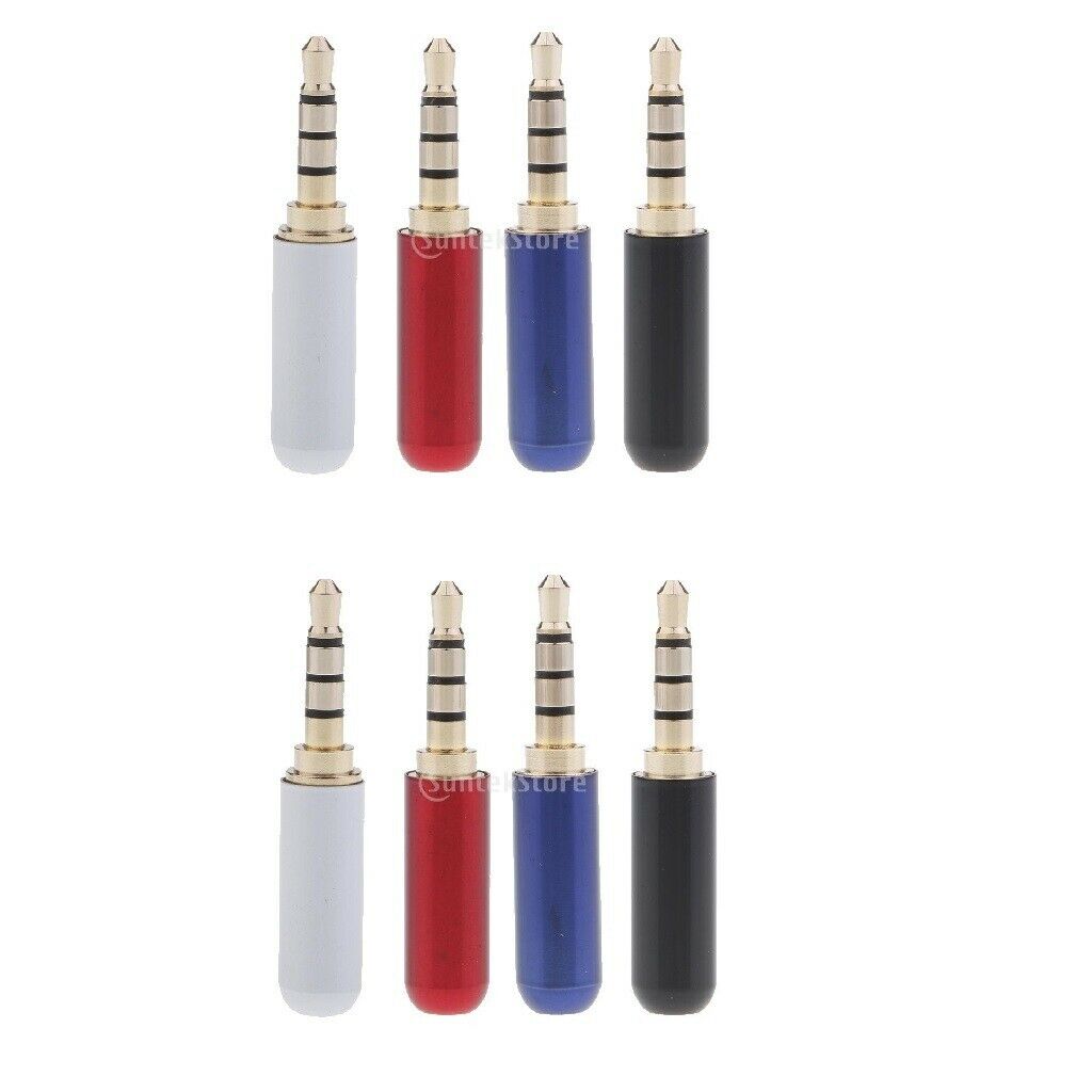 8 Lot 4 Pole 3.5mm 1/8" Male Headphone Plug Metal Audio Video Connectors